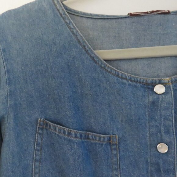 VINTAGE NEVADA JEANSWEAR Light Denim Pearl Snap Maxi Dress  - Size 10 - Picture 5 of 15